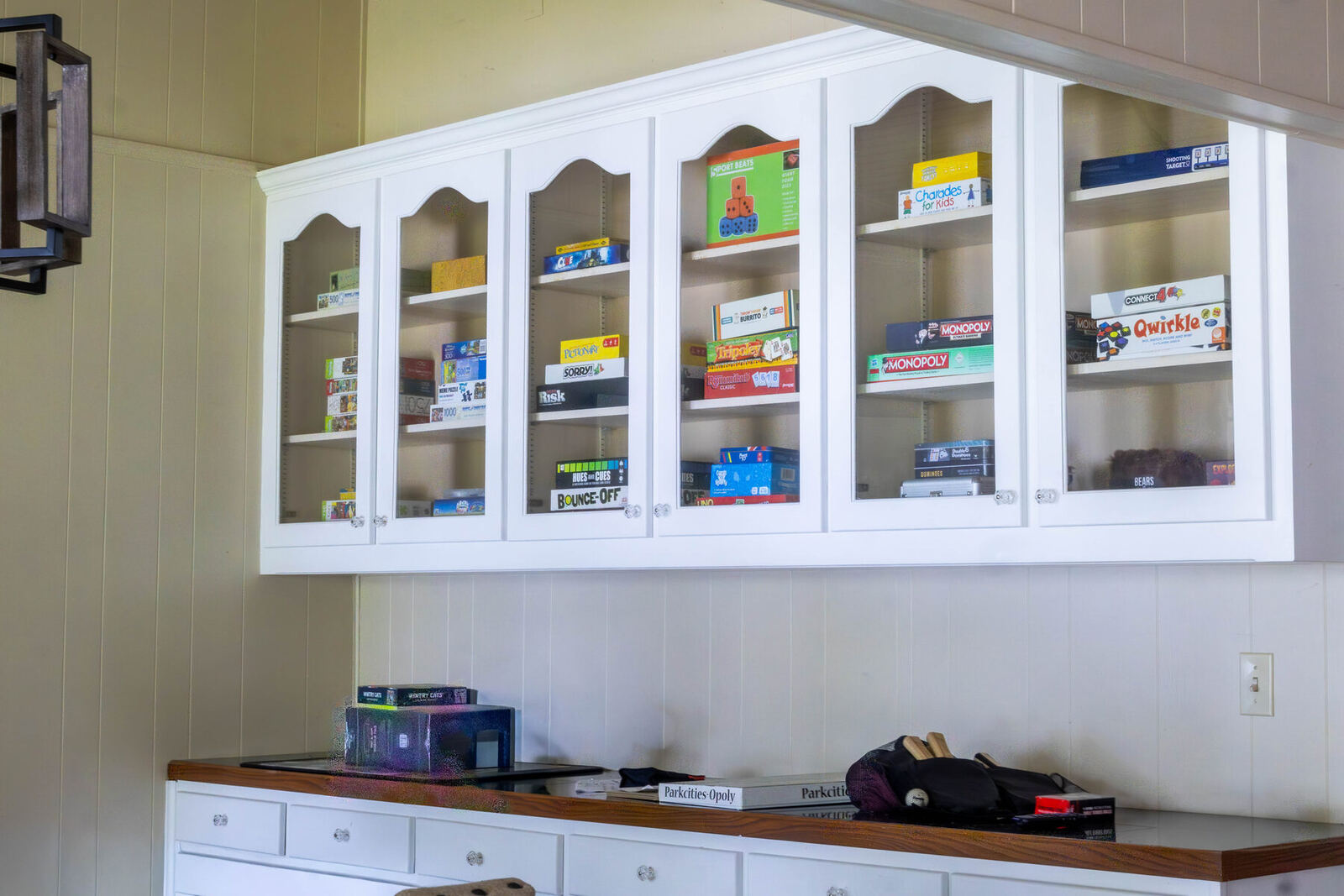 The game cabinet, stocked
