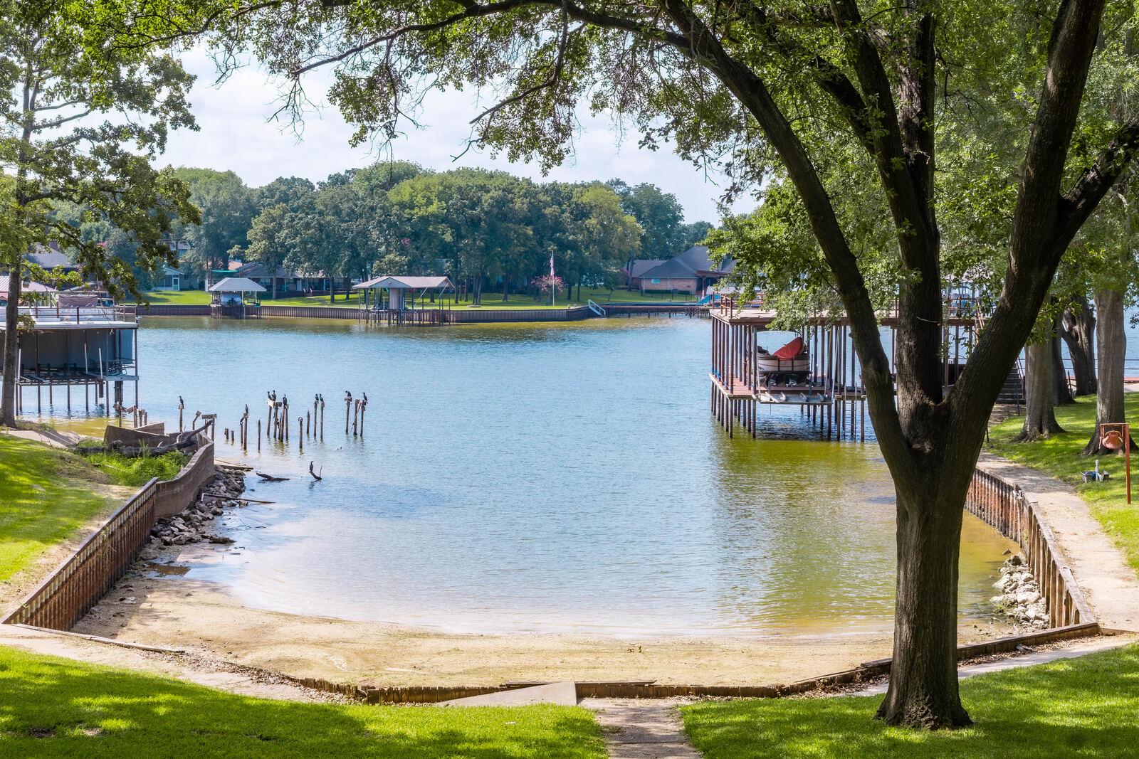 The sandy cove on the shoreline